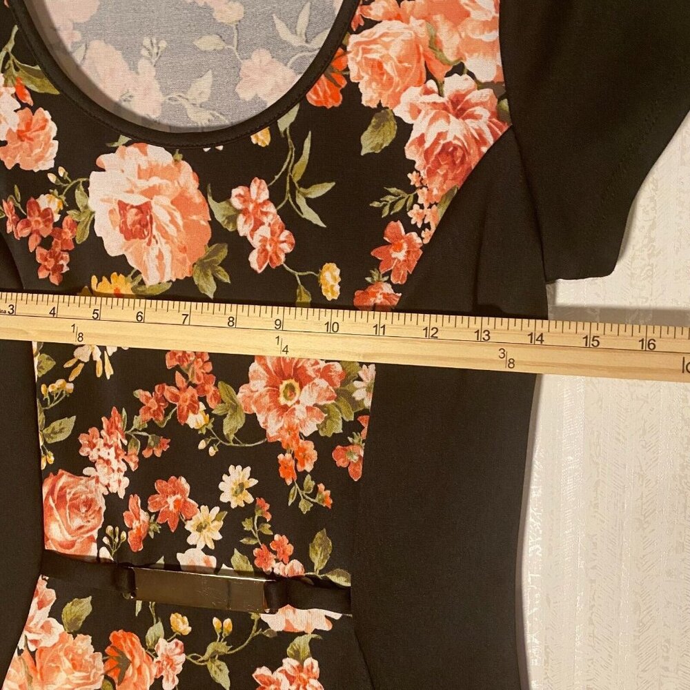 Annabelle Women's‎ Slimming Floral Sheath Dress Short Sleeve Black Size Medium - Picture 8 of 10